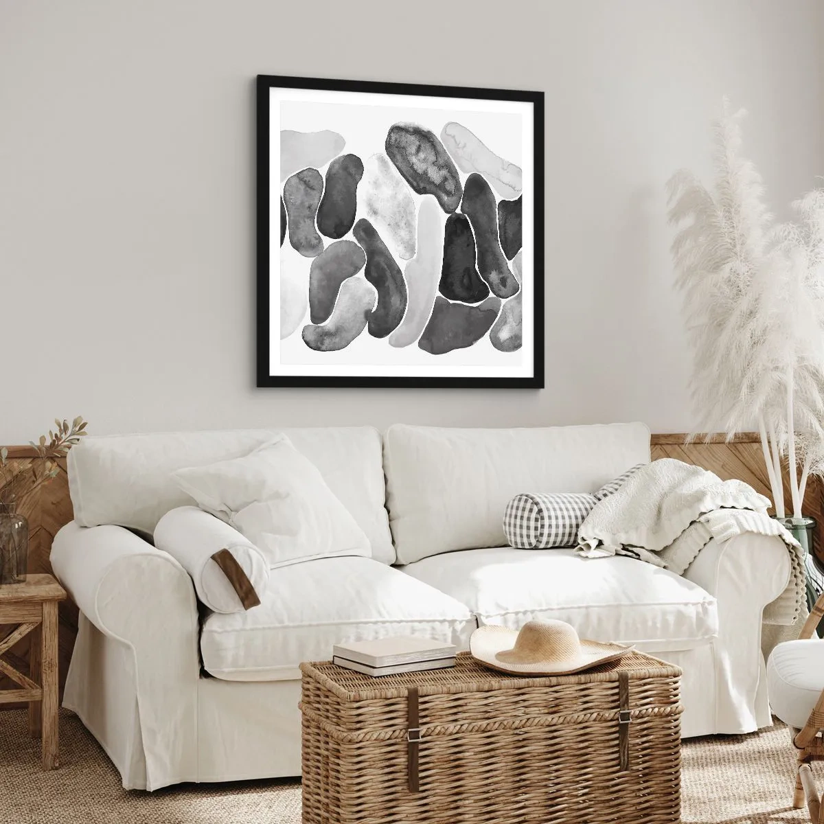 Plakat w czarnej ramie - Abstrakcja kamienista - 40x40 cm