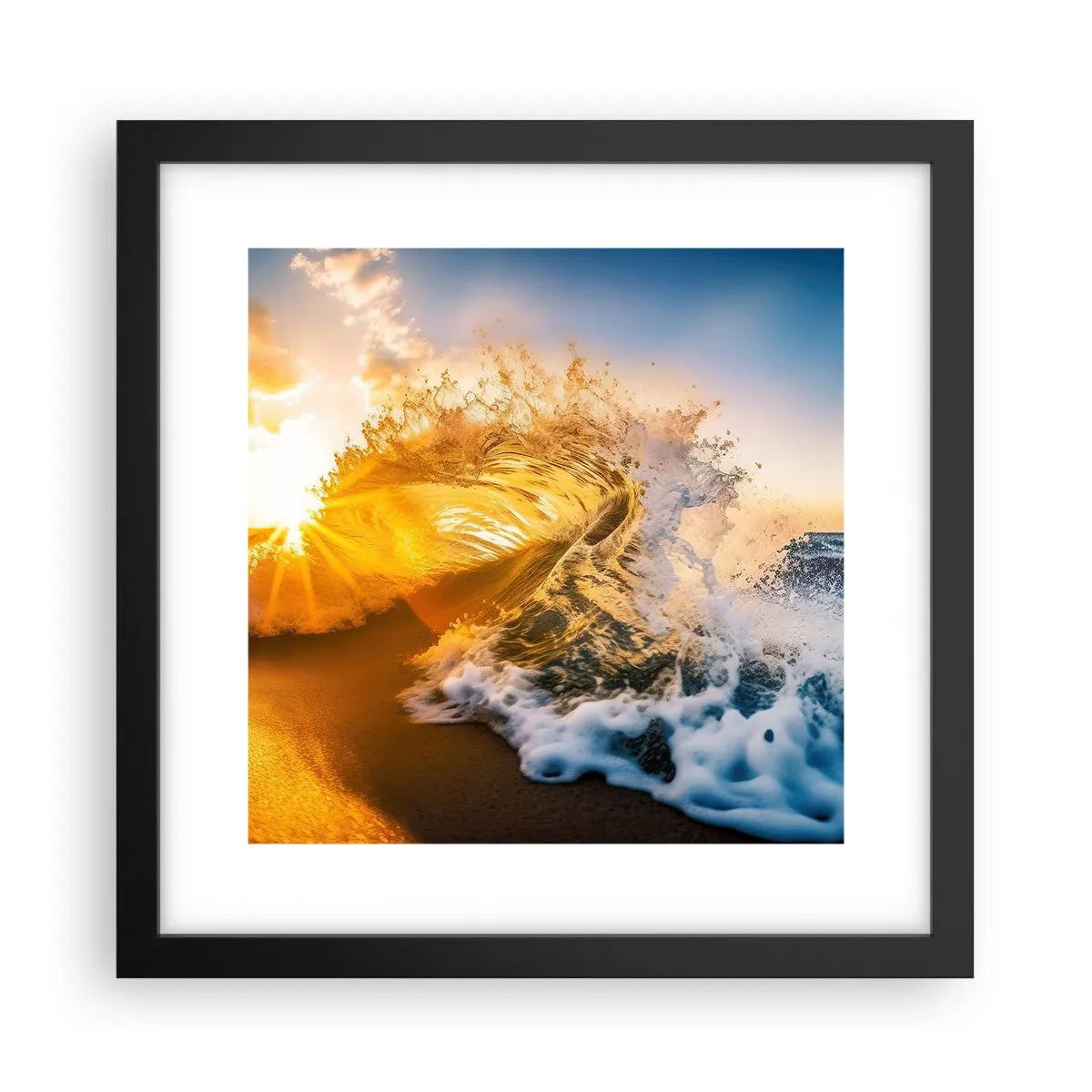 Plakat w czarnej ramie - Zabawa na piasku - 30x30 cm