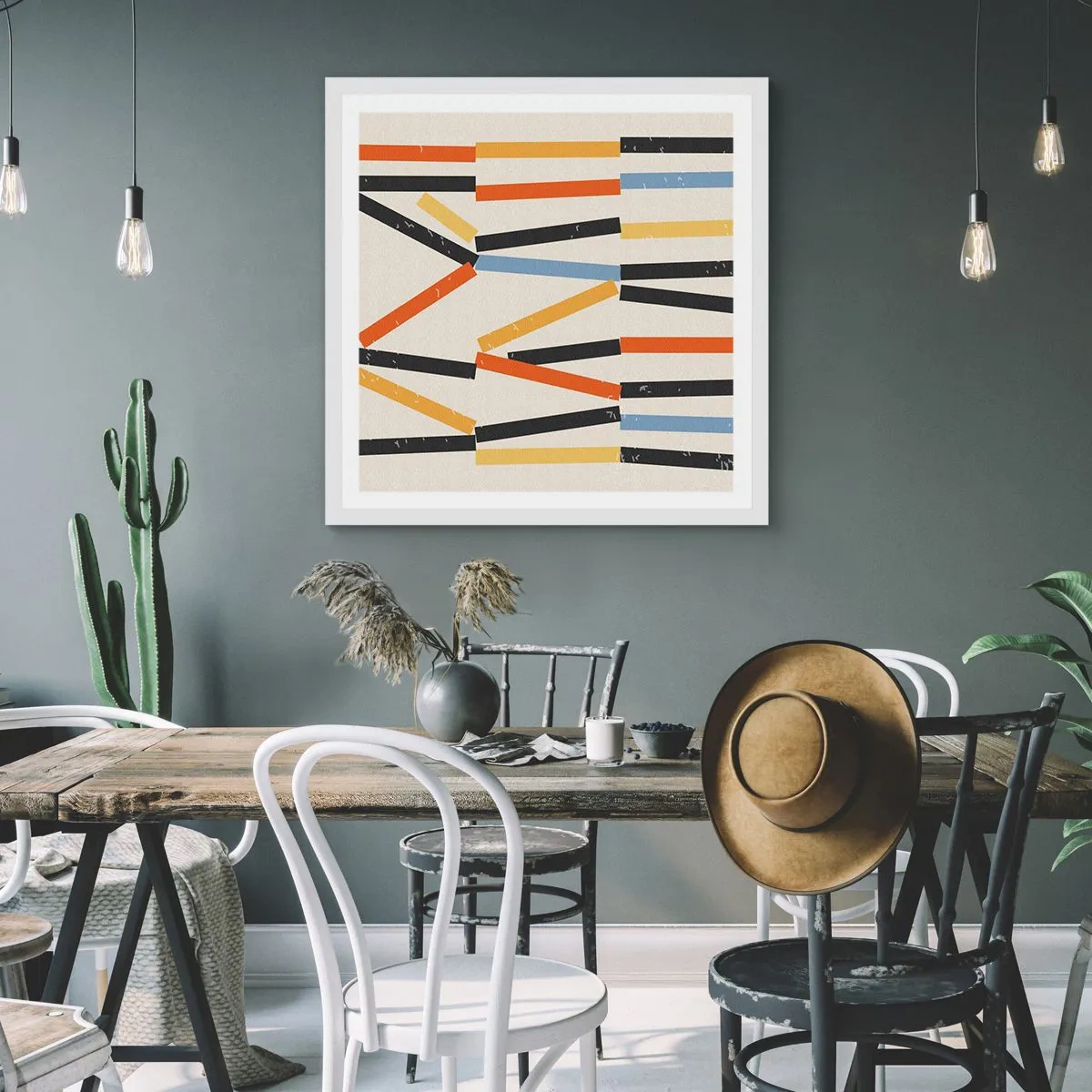 Plakat w białej ramie - Kompozycja na poziomie - 40x40 cm