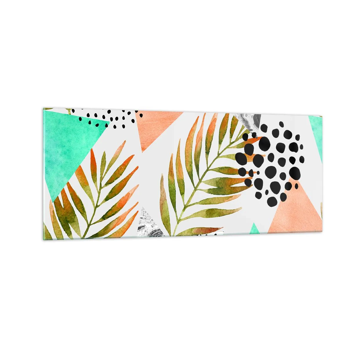 Obraz na szkle - Dekoracja z palmowym liściem - 100x40 cm