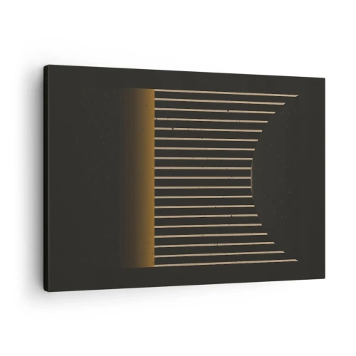 Obraz na płótnie - Geometryczny wzór z pasami na ciemnym tle - 70x50cm - Zbadać ciemność - Nowoczesna dekoracja ścienna do salonu i sypialni ARTTOR