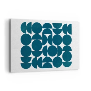 Obraz na płótnie - Geometryczne kształty w odcieniach granatu na białym tle - 120x80cm - Koła i półkola - Nowoczesna dekoracja ścienna do salonu, kuchni i sypialni ARTTOR