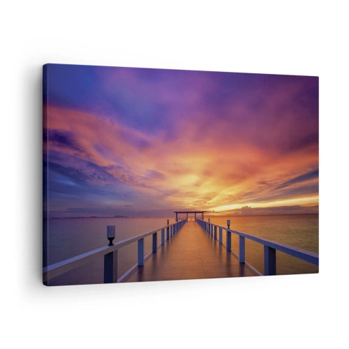 Obraz na płótnie - Pomost prowadzący w morze podczas zachodu słońca - 70x50cm - Bez końca - Nowoczesna dekoracja ścienna do salonu i sypialni ARTTOR