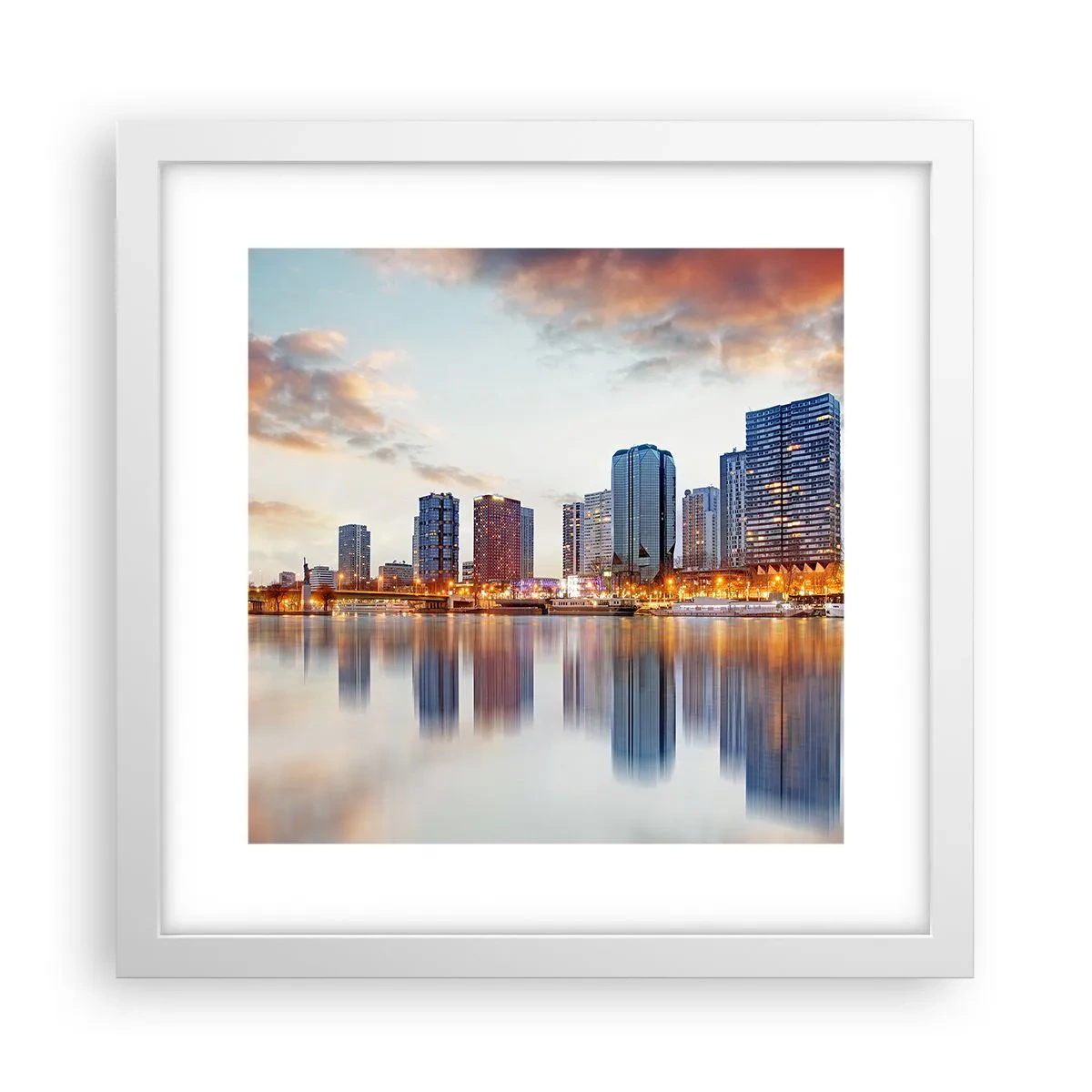 Plakat w białej ramie - Monumentalny spokój Paryża - 30x30 cm