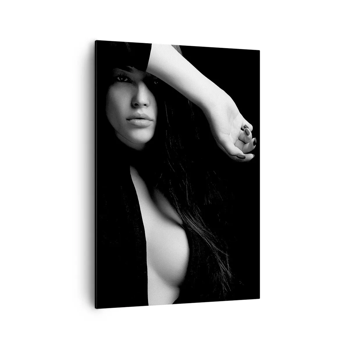Obraz na płótnie - Stylowy portret kobiety w czarno-białej tonacji - 70x100cm - Szkoła uwodzenia - Nowoczesna dekoracja ścienna do salonu i sypialni ARTTOR