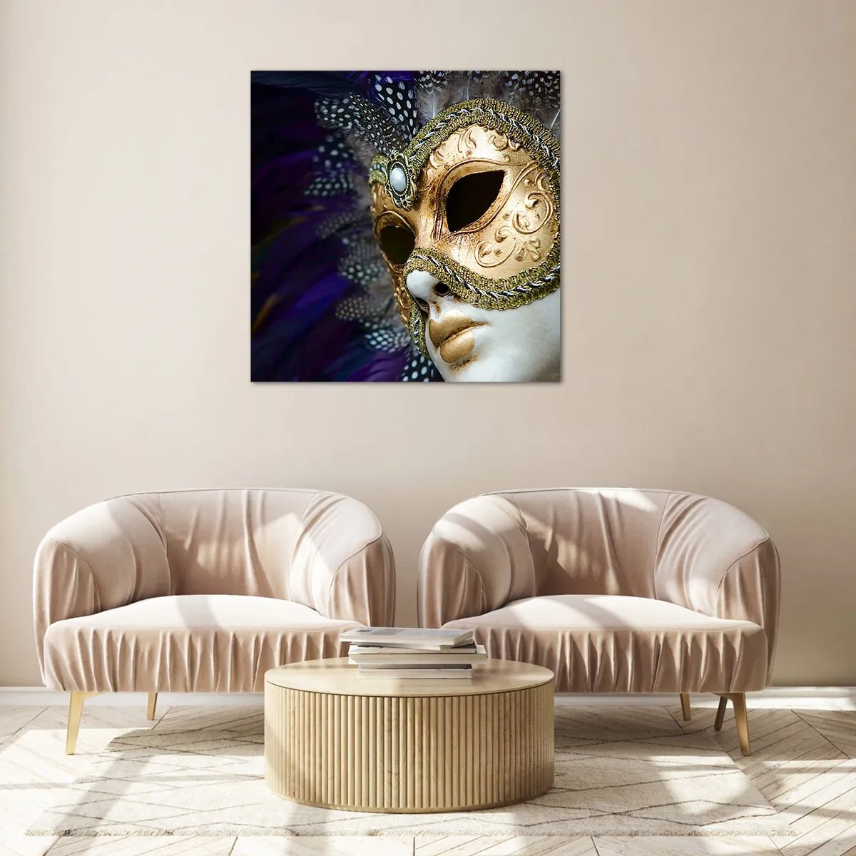 Obraz na szkle - Portret wenecki w złocie - 40x40 cm