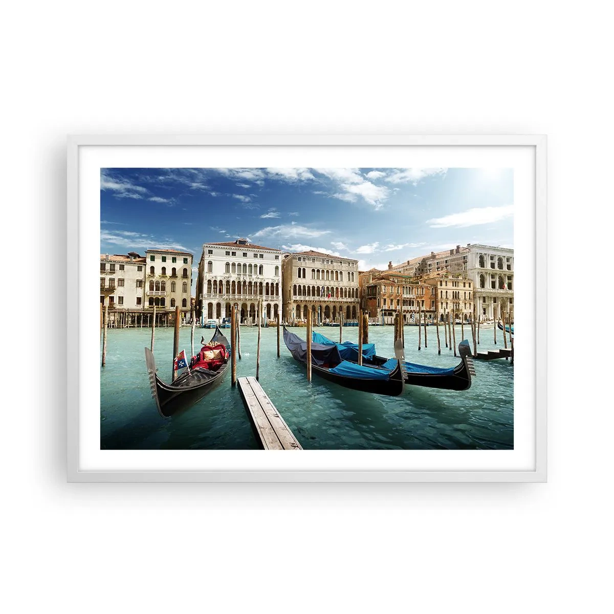 Plakat w białej ramie - Pałace w błękicie - 70x50 cm