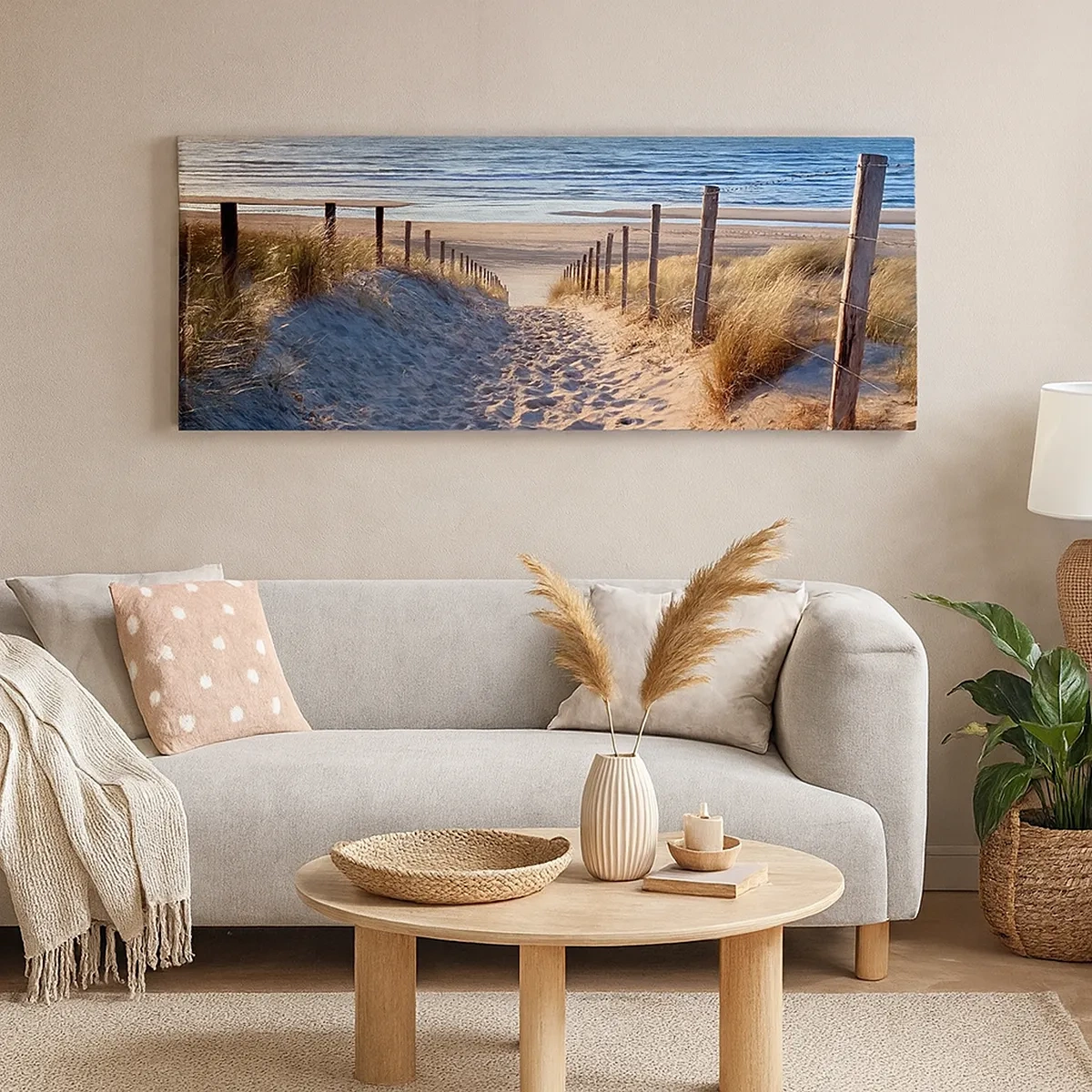 Obraz na płótnie - Morza szum, ptaków śpiew, dzika plaża pośród traw… - 30x30 cm