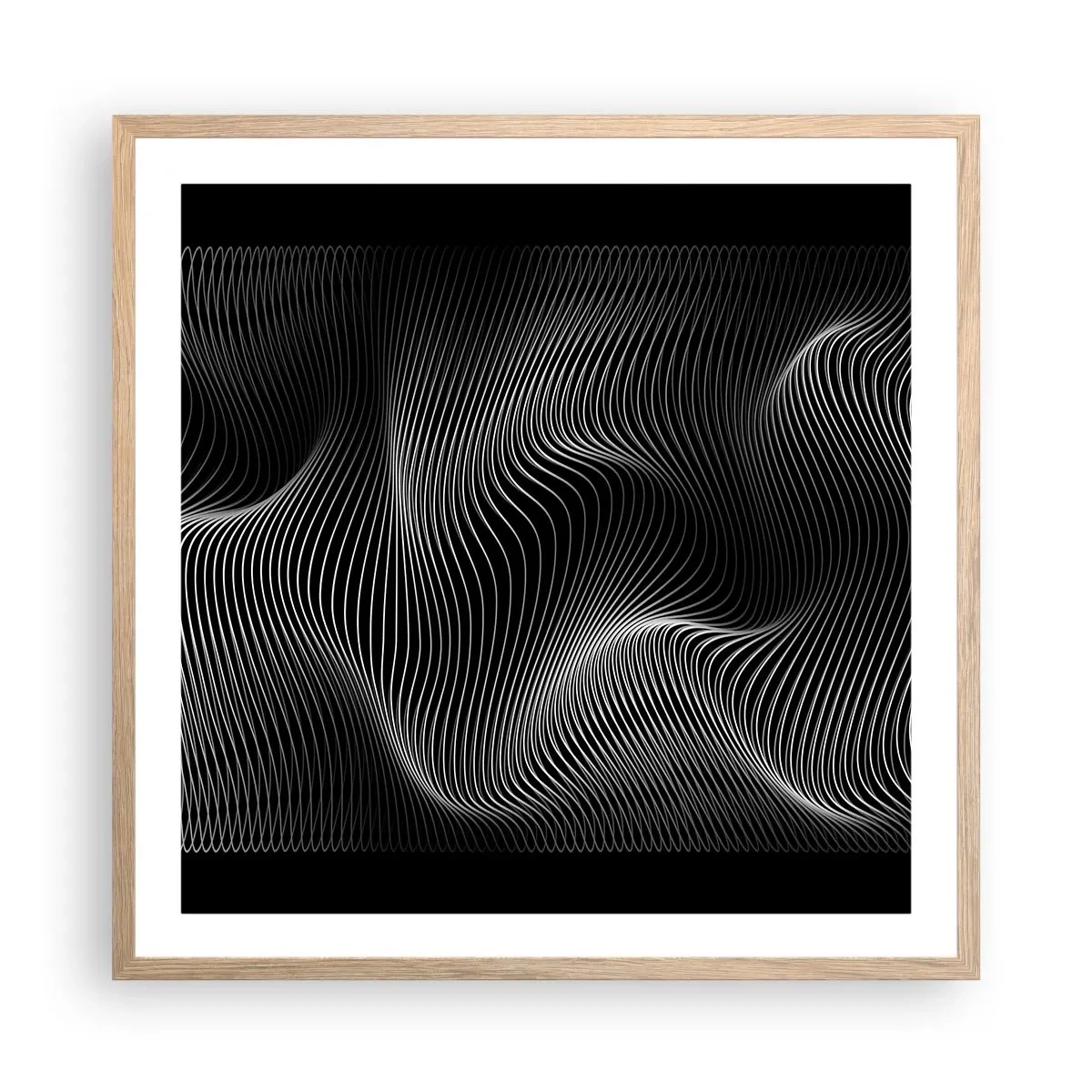 Plakat w ramie jasny dąb - Taniec światła w przestrzeni - 60x60 cm