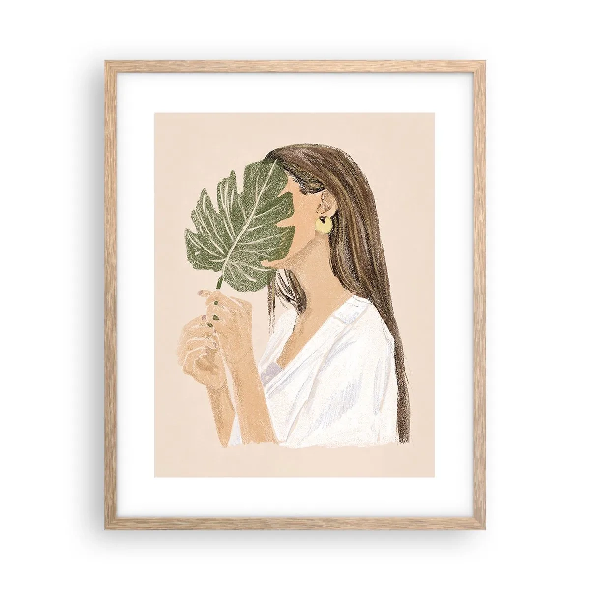 Plakat w ramie jasny dąb - Tajemniczy portret z wachlarzem - 40x50 cm