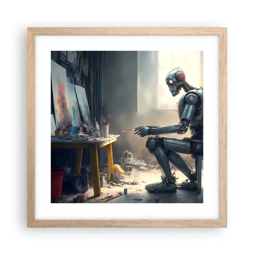 Plakat w ramie jasny dąb - Akt kreacji - 40x40 cm