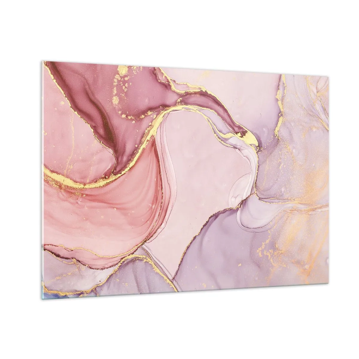 Obraz na szkle - Abstrakcyjna kompozycja w odcieniach różu i złota - 100x70cm - Pieszczota barw - Nowoczesna dekoracja ścienna do salonu, kuchni i sypialni ARTTOR