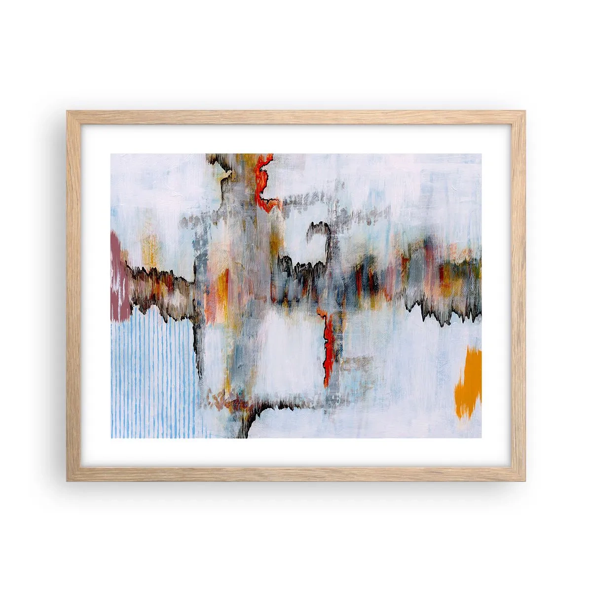 Plakat w ramie jasny dąb - Patykiem na wodzie - 50x40 cm
