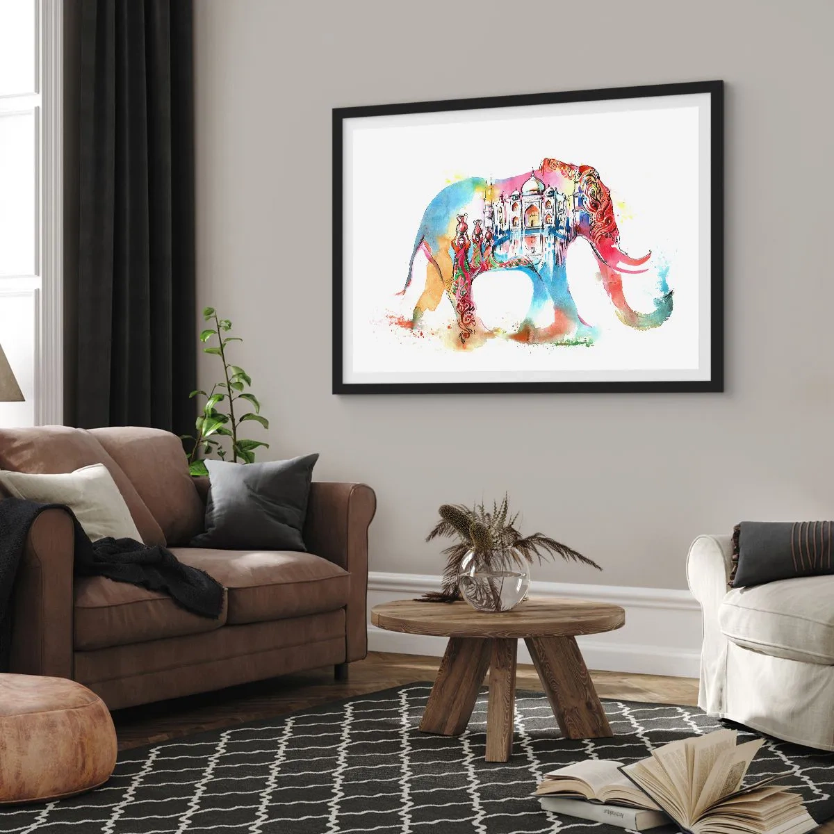 Plakat w czarnej ramie - Indie - aura miłości - 40x30 cm