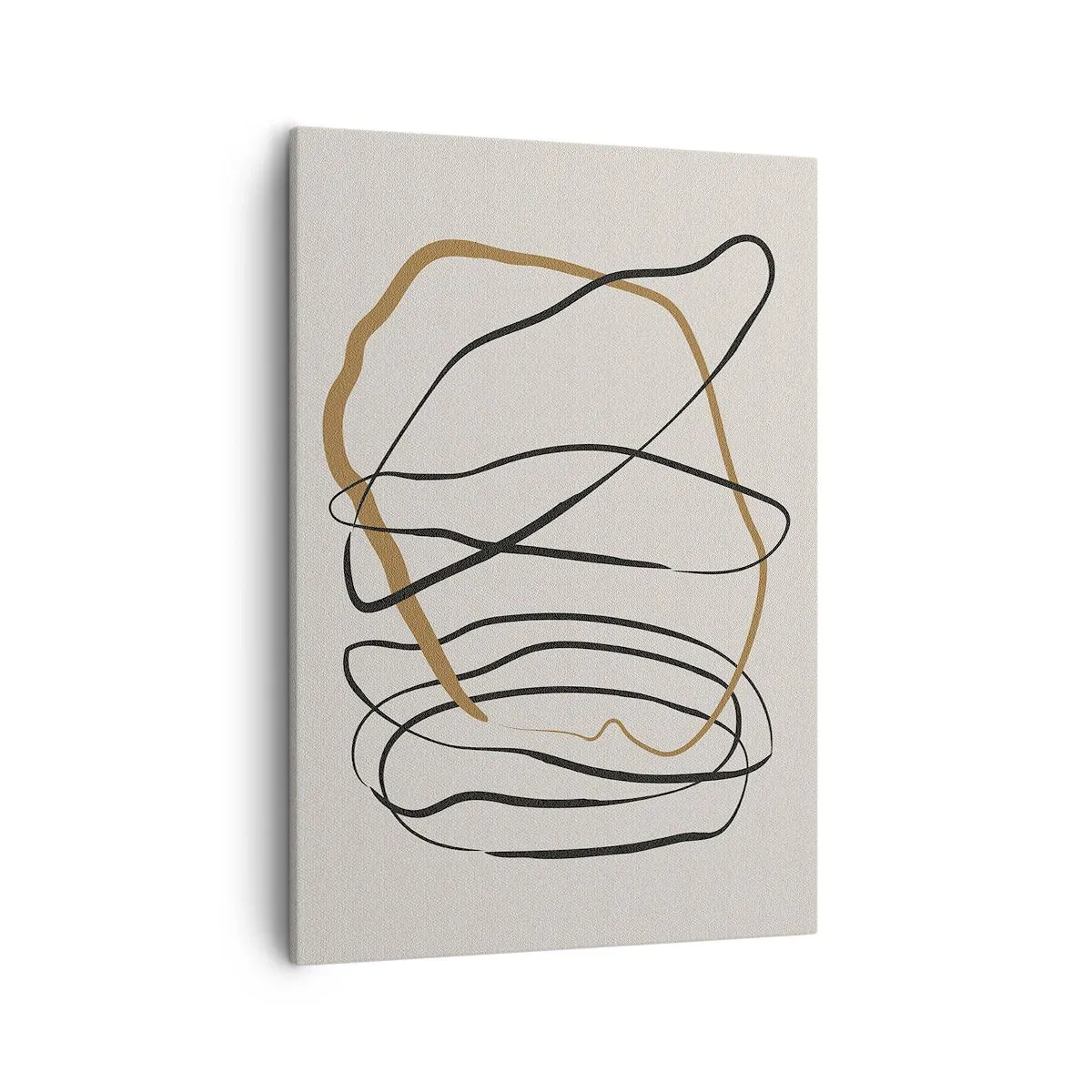 Obraz na płótnie - Minimalistyczna abstrakcja z dynamicznymi liniami w czerni i brązie - 50x70cm - Kompozycja – taniec opętaniec - Nowoczesna dekoracja ścienna do salonu, kuchni i sypialni ARTTOR