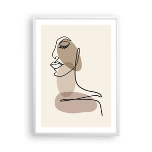 Plakat w białej ramie - Pewna linia piękna - 50x70 cm