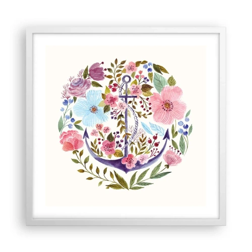 Plakat w białej ramie - Dobry sen żeglarza - 50x50 cm