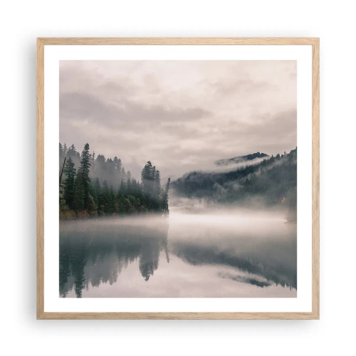 Plakat w ramie jasny dąb - W zadumie, we mgle - 60x60 cm