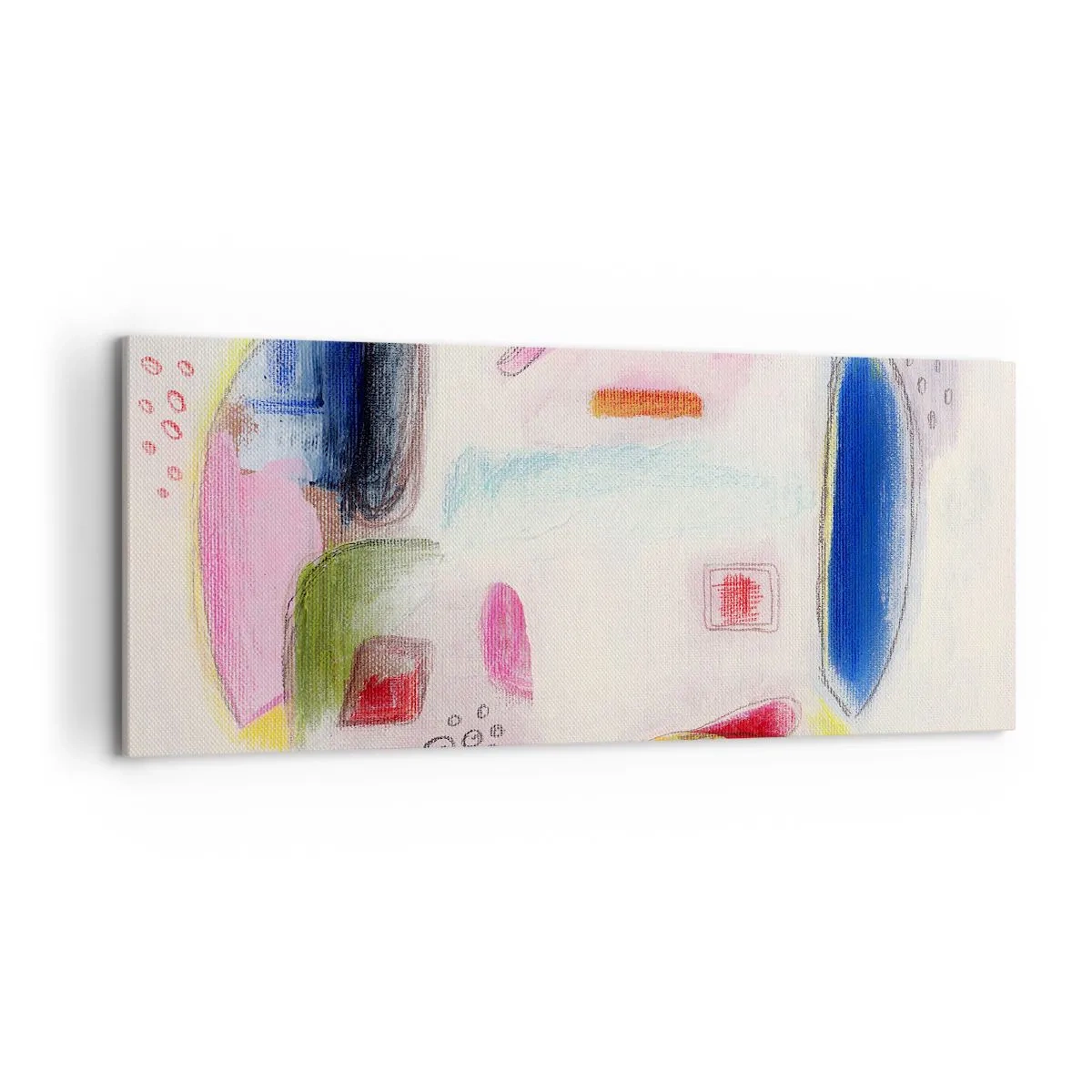 Obraz na płótnie - Kolorowe abstrakcyjne kształty na jasnym tle - 120x50cm - Bardziej wypukłe niż wklęsłe czy płaskie - Nowoczesna dekoracja ścienna do salonu i sypialni ARTTOR