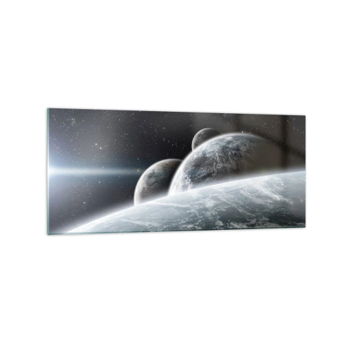 Obraz na szkle - Planety w kosmosie na tle gwiazd i galaktyk - 120x50cm - Kosmiczna muzyka sfer - Nowoczesna dekoracja ścienna do salonu i sypialni ARTTOR