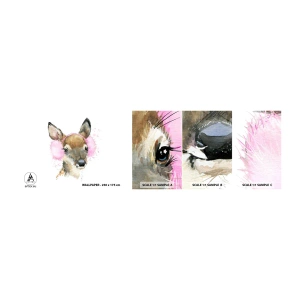 Fototapeta Próbka Samoprzylepna Deluxe Sticker - I mróz już niestraszny - Dla Dzieci, Sarna, Grafika - 100x30 cm
