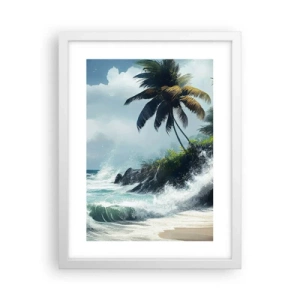 Plakat w białej ramie - Na tropikalnym brzegu - 30x40 cm