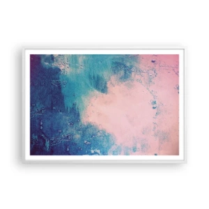 Plakat w białej ramie - Błękitne objęcia - 100x70 cm