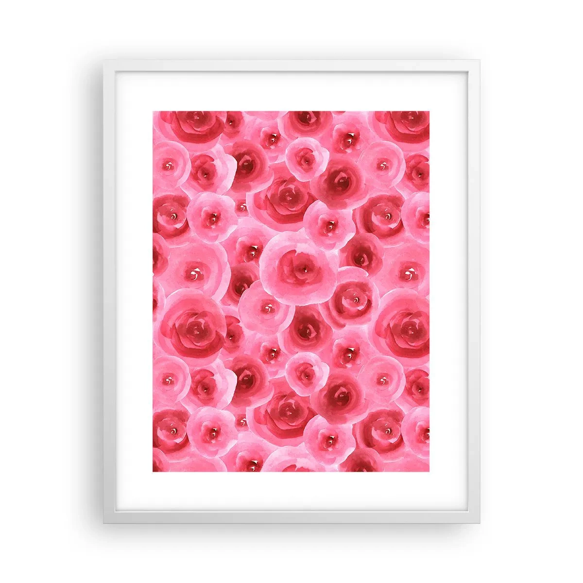 Plakat w białej ramie - Róże na dole i na górze - 40x50 cm