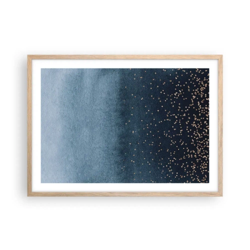 Plakat w ramie jasny dąb - Kompozycja – niebieskie fazy - 70x50 cm