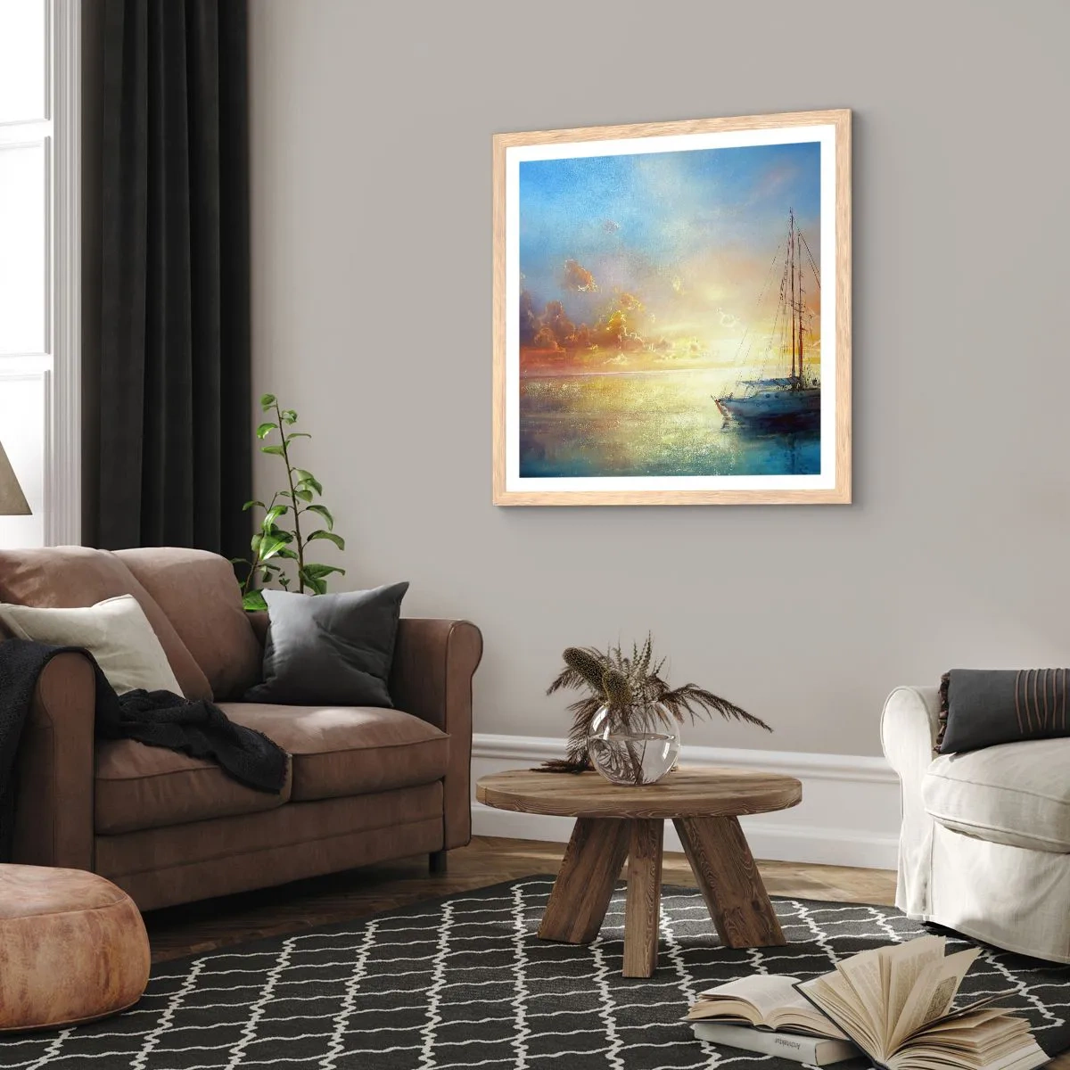 Plakat w ramie jasny dąb - W złotej zatoce - 60x60 cm
