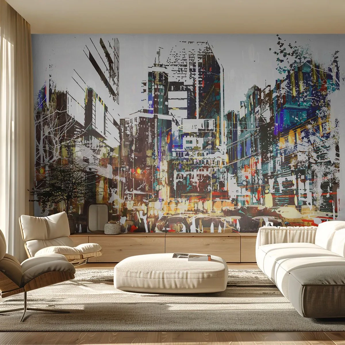 Fototapeta Samoprzylepna Deluxe Sticker - Miasto  migotliwe - Miasto, Architektura, Grafika - 250x175 cm