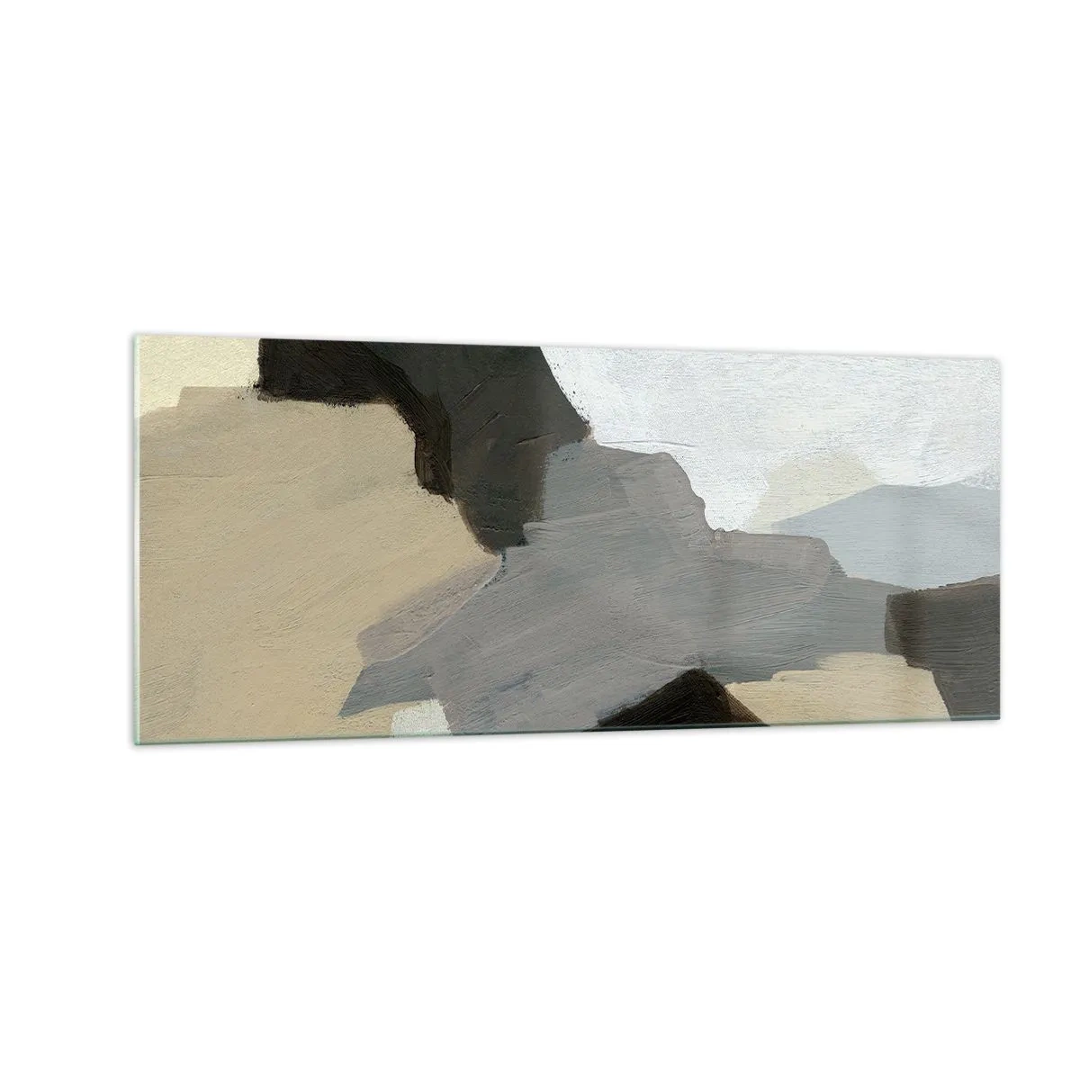 Obraz na szkle - Abstrakcja: rozstaje szarości - 100x40 cm
