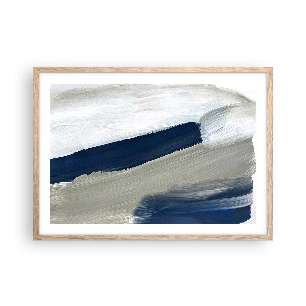 Plakat w ramie jasny dąb - Spotkanie z bielą - 70x50 cm