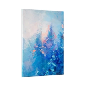 Obraz na szkle - Abstrakcyjna kompozycja w odcieniach błękitu i różu - 80x120cm - Zimowa abstrakcja - Nowoczesna dekoracja ścienna do salonu i sypialni ARTTOR