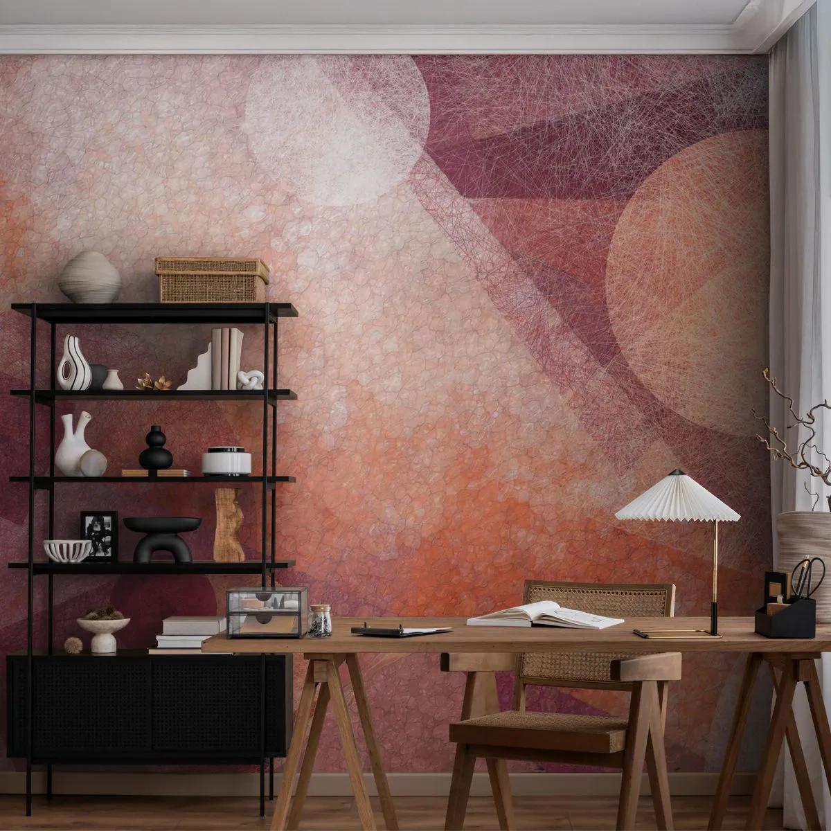 Fototapeta Samoprzylepna Deluxe Sticker - Przekształcenia geometryczne w różu - Abstrakcja, Sztuka, Nowoczesny Wzór - 250x175 cm