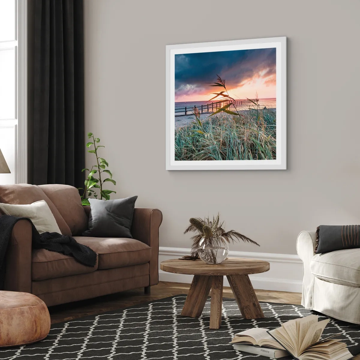 Plakat w białej ramie - Nie przemija z wiatrem - 50x50 cm