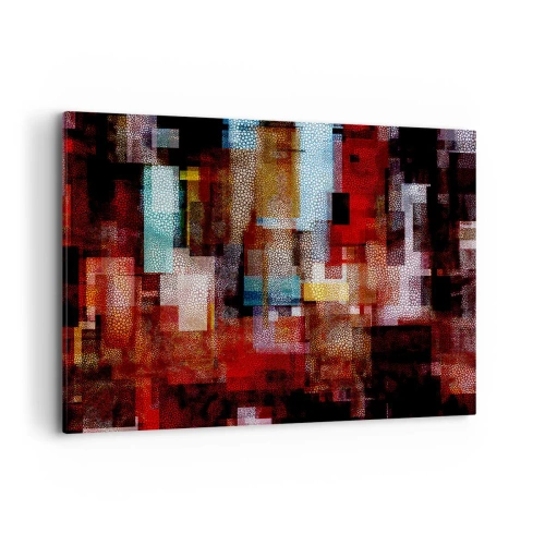 Obraz na płótnie - Geometryczna abstrakcja w intensywnych odcieniach czerwieni - 100x70cm - Pomieszanie z poplątaniem - Nowoczesna dekoracja ścienna do salonu, kuchni i sypialni ARTTOR