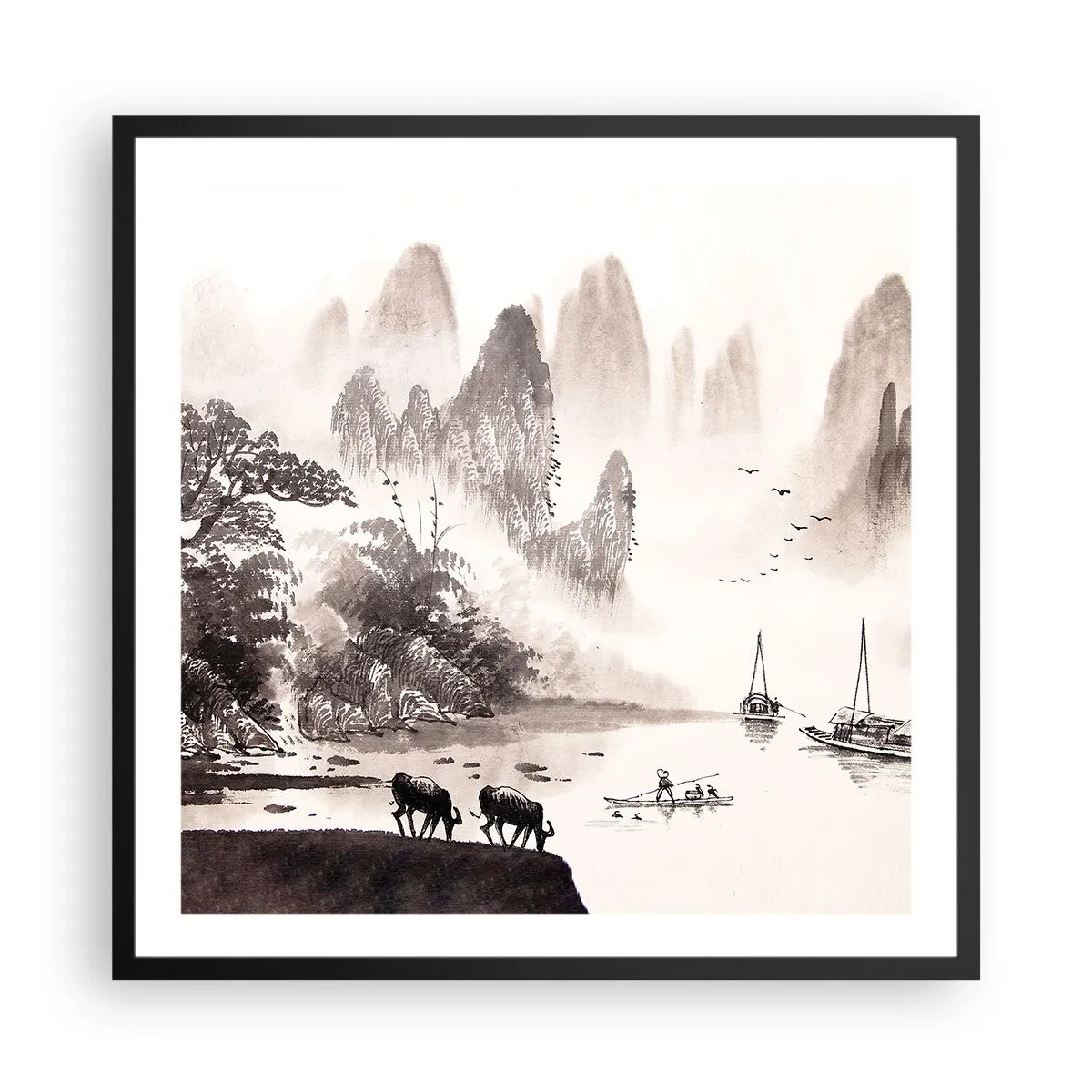 Plakat w czarnej ramie - Egzotyczna codzienność Wschodu - 60x60 cm