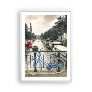 Plakat w białej ramie - Kolory amsterdamskiej ulicy - 50x70 cm