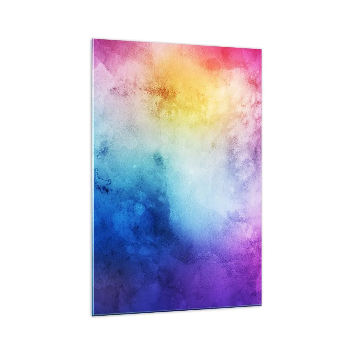 Obraz na szkle - Abstrakcyjna kompozycja w pastelowych odcieniach różu i błękitu - 70x100cm - Prawie w siódmym niebie - Nowoczesna dekoracja ścienna do salonu i sypialni ARTTOR