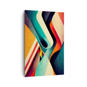 Obraz na płótnie - Kolorowe fale abstrakcyjne w dynamicznej kompozycji - 80x120cm - Kompozycja intensywna - Nowoczesna dekoracja ścienna do salonu i sypialni ARTTOR