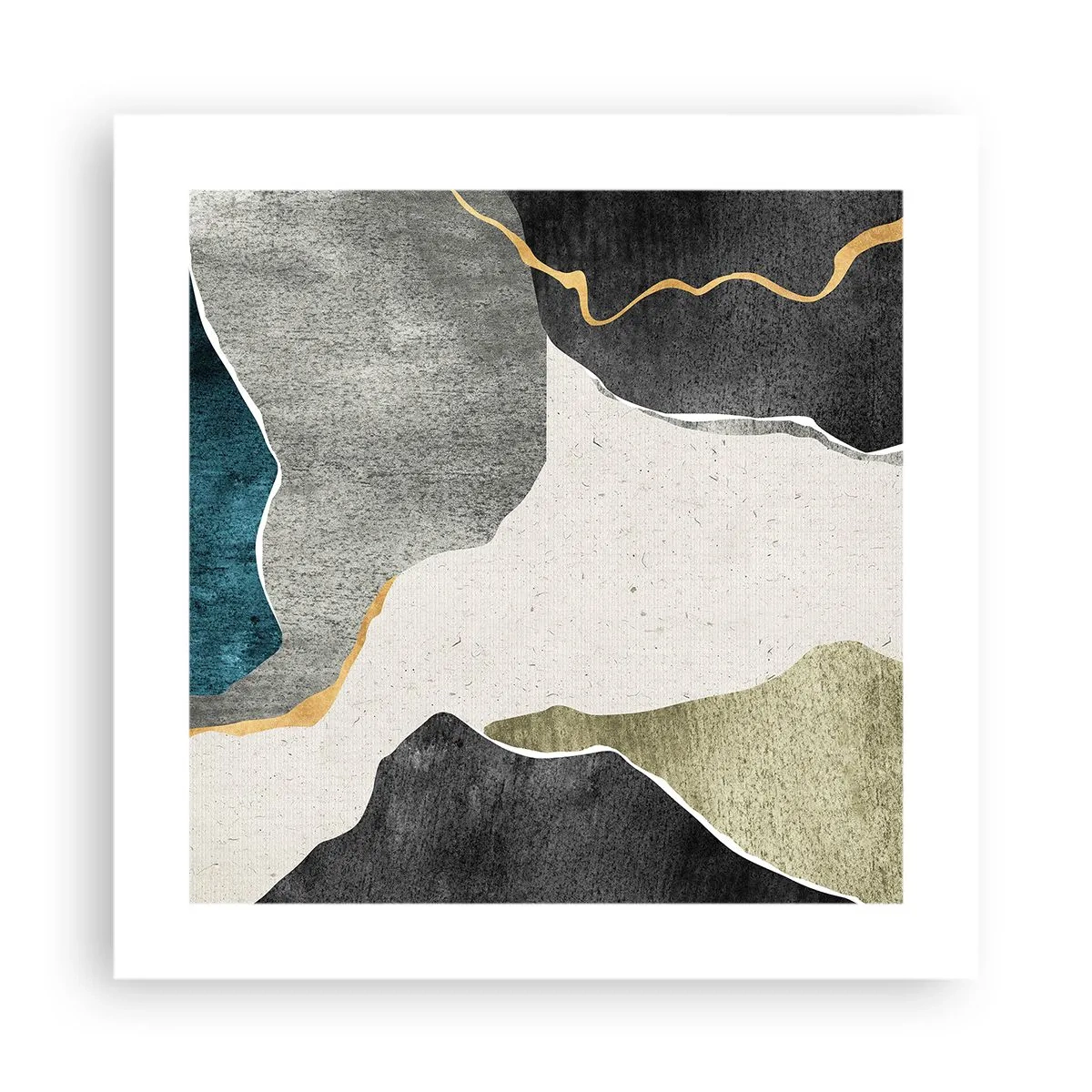 Plakat - Mozaikowa kompozycja z nitką złota - 40x40 cm