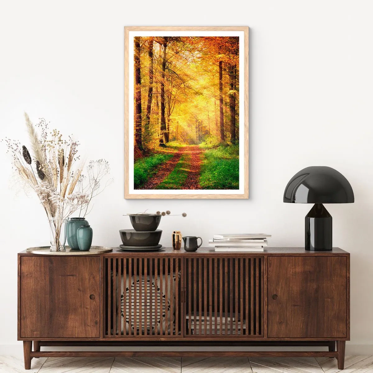 Plakat w ramie jasny dąb - Leśno-złota cisza - 30x40 cm