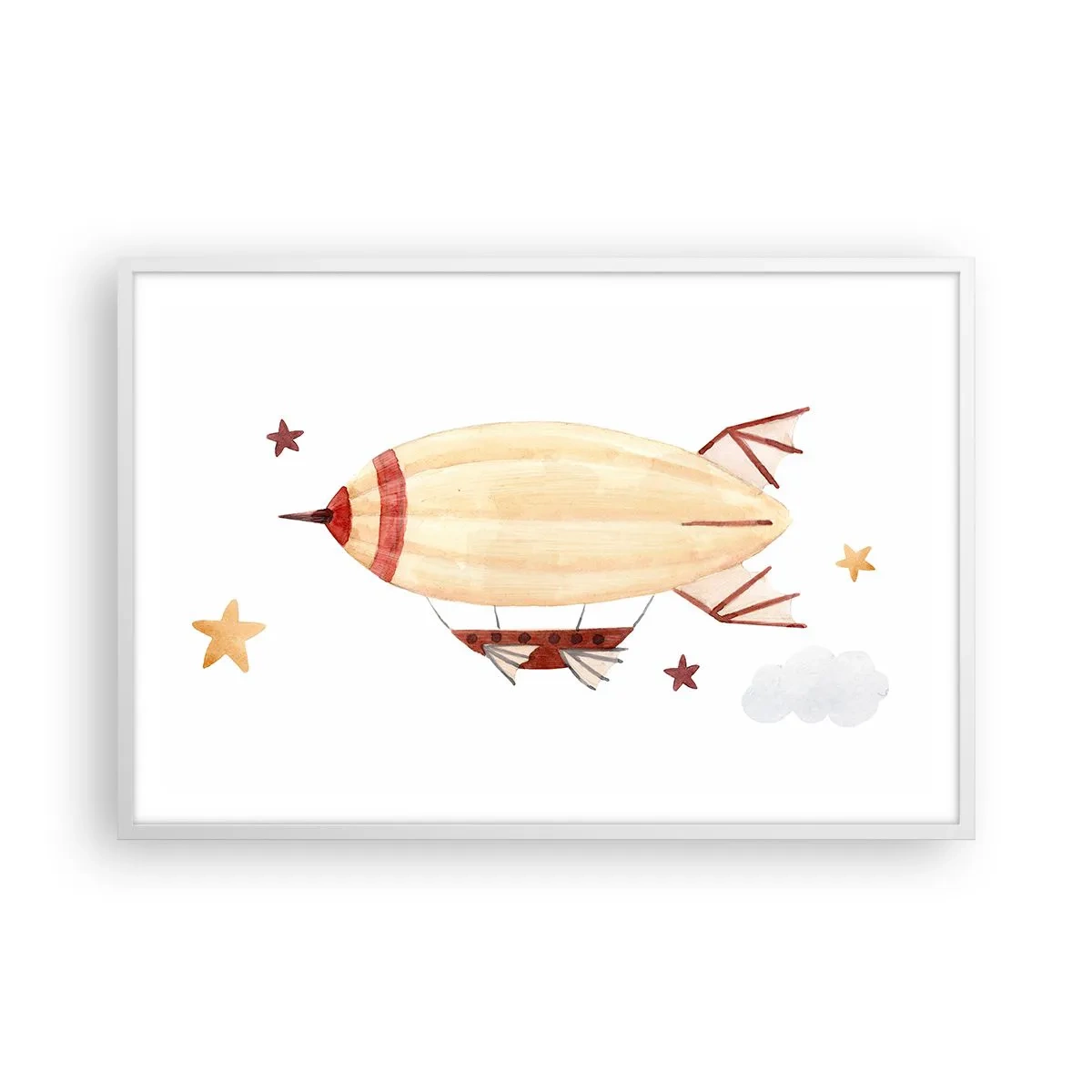 Plakat w białej ramie - Powietrzny statek - 91x61 cm