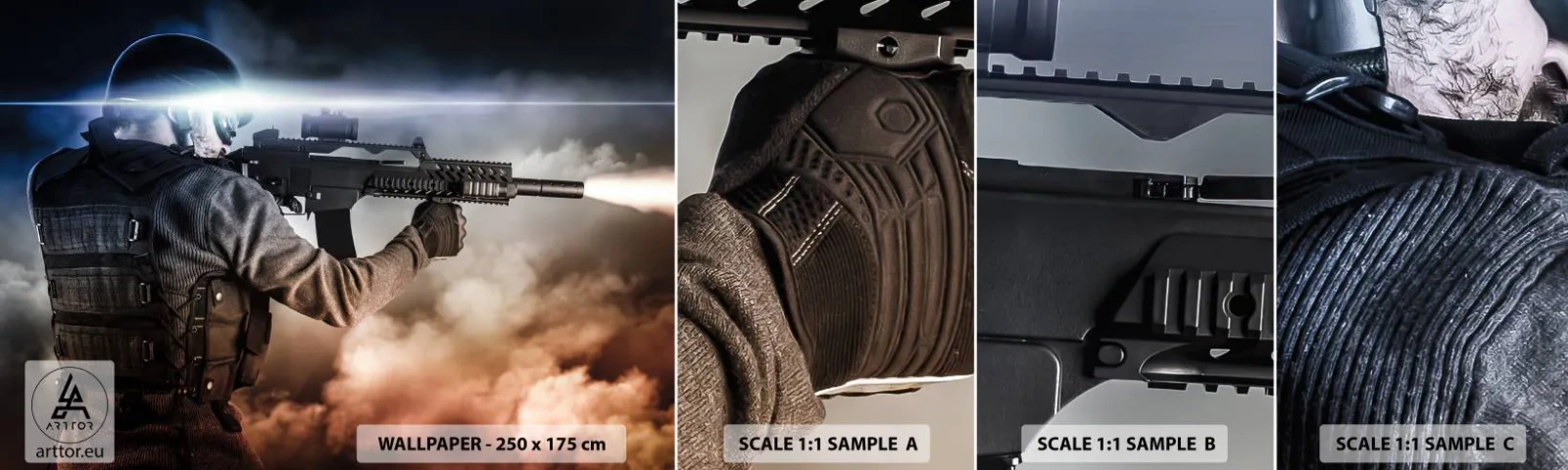 Fototapeta Próbka Samoprzylepna Deluxe Sticker - Po prostu bohater - Militaria, Broń, Żołnierz - 100x30 cm