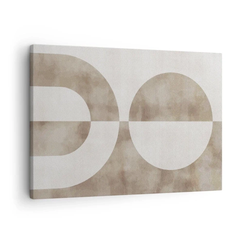 Obraz na płótnie - Abstrakcyjny obraz w odcieniach beżu z geometrycznymi kształtami i symetrią - 70x50cm - Podobieństwa i różnice - Nowoczesna dekoracja ścienna do salonu i sypialni ARTTOR