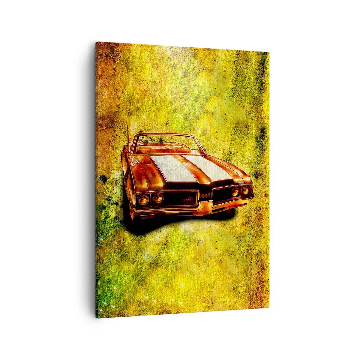 Obraz na płótnie - Kabriolet w dynamicznym stylu retro - 50x70cm - Moc zaklęta w kształtach - Nowoczesna dekoracja ścienna do salonu, kuchni i sypialni ARTTOR