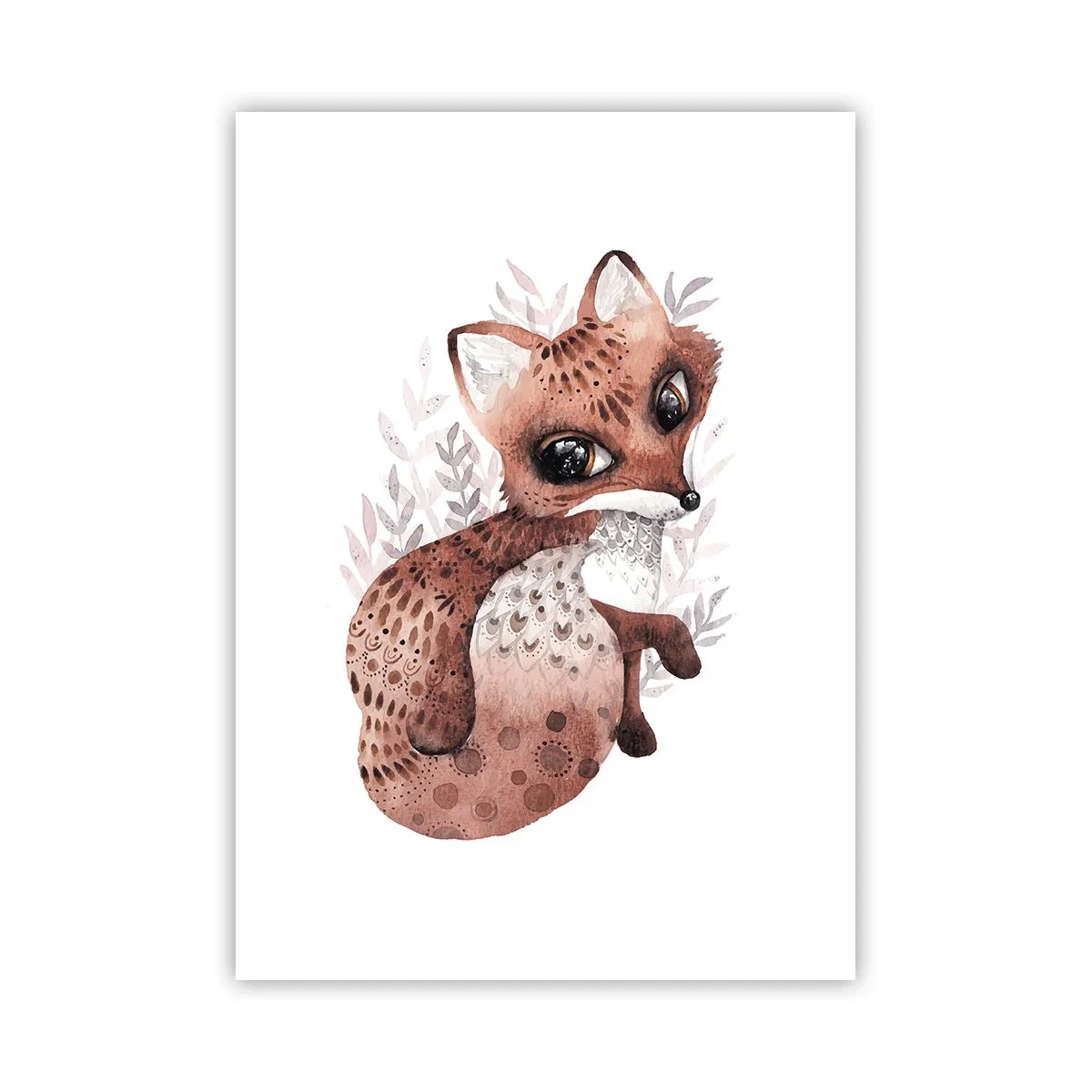 Plakat - Uroczy lisek w stylu akwarelowym na białym tle - 50x70cm - Tylko pokochać - Nowoczesna dekoracja ścienna do salonu, kuchni i sypialni ARTTOR