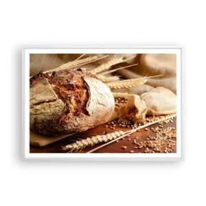 Plakat w białej ramie - Apetyczny, wonny, chrupiący - 100x70 cm