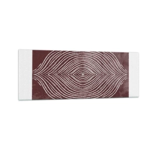 Obraz na szkle - Symetryczne fale w białych liniach na brązowym tle - 140x50cm - Przestrzeń mówi - Nowoczesna dekoracja ścienna do salonu i sypialni ARTTOR